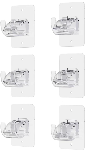CIEMGNZOC 6PCS No Drill Curtain Rod Brackets, Self-Adhesive Curtain Rods No Drilling, Nail Free Adjustable Curtain Rod Holders, Curtain Hooks for Rod Less Than 1.57 Inch Diameter (Transparent)