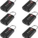 6Pcs TSA Approved Luggage Locks 3 Digit Travel Combination Portable Small Padlocks Stainless Steel TSA Accepted Toolbox Locks for Travel Bag Suitcase Lockers