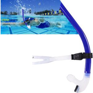 Swim Snorkel for Lap Swimming,Adult Swimmers Snorkeling Gear for Swimming Snorkel Training in Pool and Open Water,Snorkle Center Mount Silicone Mouthpiece One-Way Purge Valve (D-3rd generation-blue)