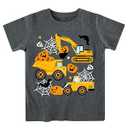 Funnycokid Boys Halloween Shirts Size 6 T-Shirts Kids Tops Tees Graphic Short Sleeve Construction Truck 5-6 Years