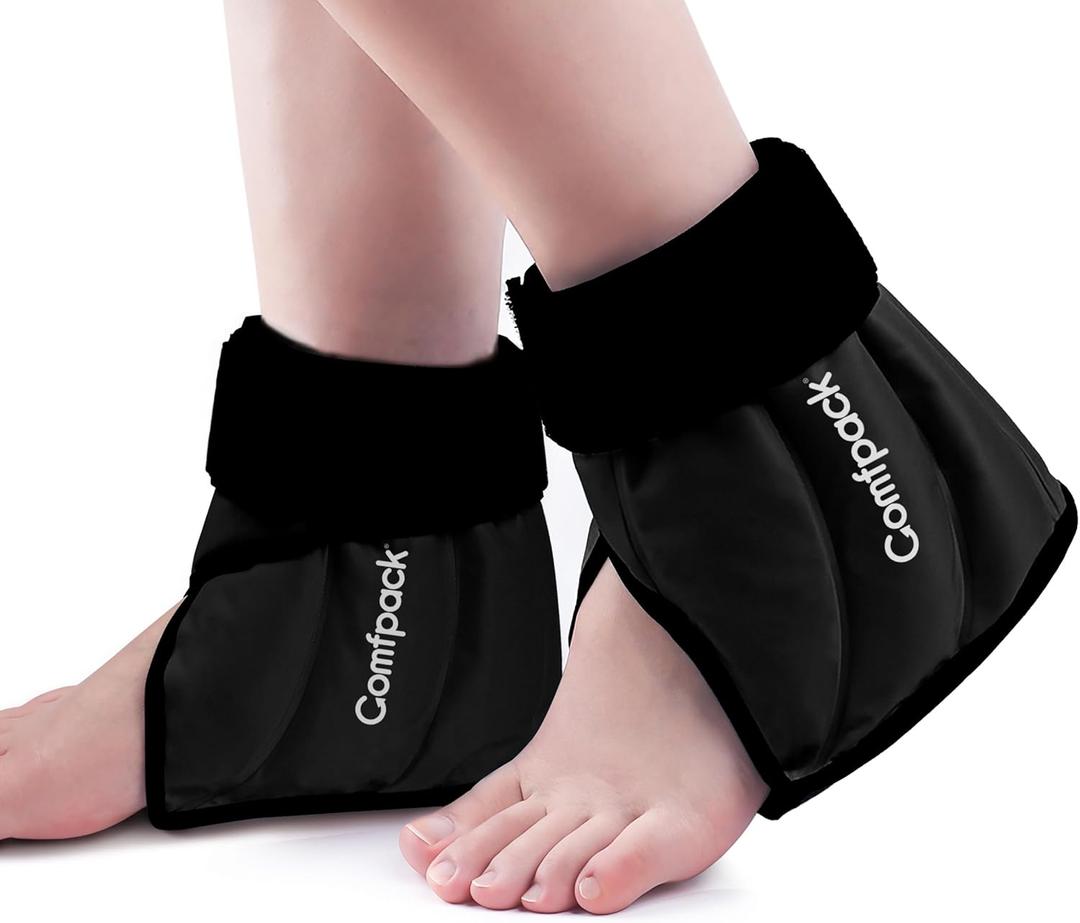 Comfpack 2 Pack Ankle Ice Pack Wrap Heel Ice Pack for Pain Relief, Hot Cold Therapy Cold Pack for Plantar Fasciitis, Achilles Tendonitis, Ankle Sprain, Foot Pain