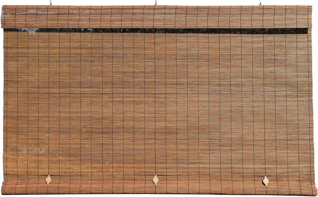 Radiance Cord Free Bamboo Shades for Porch, Patio & Sunroom - Imperial Matchstick Bamboo Blinds for Light Filtering - Roll-Up Bamboo Blinds for Outside Mount - Brown - 36" x 72" - (1108117)