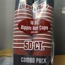 Burgundy Ripple Hot Cups - 16 Oz - Paper, Case Of 200, 4 Packs X 50 - For Coffee, Tea, Cafes & Breakrooms, Large