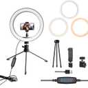 10'' Ring Light with Stand, LED Selfie RingLight for Desk- Suitable for Phones and Cameras, for Makeup/Photography/Videos/Vlog/TikTok