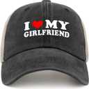 I Heart My Girlfriend I Love My Girlfriend GF hat Funny Hats for Men hat (Allblack)