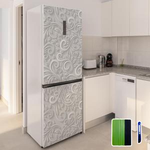 funlife Vintage Self-Adhesive Fridge Door Mural with Tools for Kitchen, 11.25" x64.17" 2pc, Abstract Floral