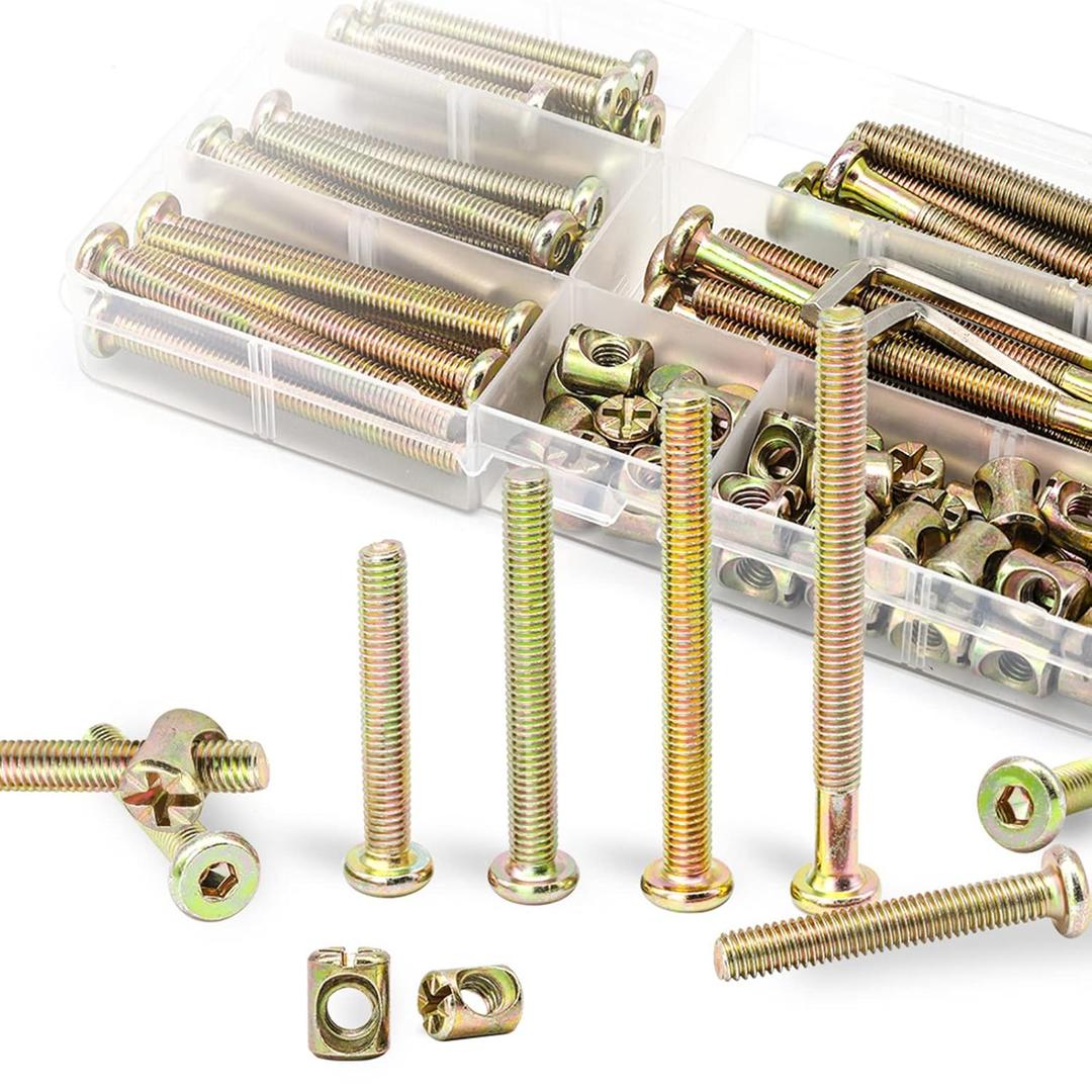 Crib Screws Replacement Set, Delta Crib Screws Hex Socket Cap Bolts Barrel Nut Baby Bed Hardware Replacement Kit Furniture Bolts (25-Set M6) (Bronze)