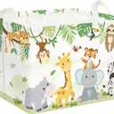 Clastyle Vine Animal Baby Storage Basket Swing Kid Laundry Hamper Boy Girl Gift Toy Box Collapsible Clothes Organizer Nursery Bin for Bedroom, Zebra Tiger Elephant, 40x30x30 cm