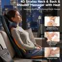 Flekzo Back Massager for Chair with Heat, Shiatsu Neck and Shoulder 4D Kneading Deep Tissue Massage Chair Pad, Electric Portable Seat Cushion for Muscle Back Pain Relief Home Office Use, Black