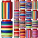 Nitial 16 Pcs Mexican Soda Cooler Sleeve Summer Neoprene Can Cover for 12 oz Beer Bottle Drink Sleeve Beverages Fiesta Party Decorations Cinco De Mayo Party Supplies (5.12 x 3.94'')