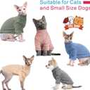 Idepet Sphynx Hairless Cats Sweater Shirt Kitten Soft Puppy Clothes Pullover Cute Cat Pajamas Jumpsuit Cotton Apparel Pet Winter Turtleneck for Cats and Teacup Chihuahua Small Dogs(Green,XS)