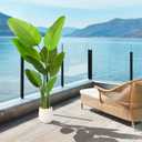 Bird of Paradise Plant Artificial 5.3Ft Tall Fake Tropical Palm Tree with Plastic Pot Silk Floor Plant for Indoor Outdoor Home Office Living Room Decor