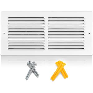 14"W x 6"H [Duct Opening Size] Steel Return Air Grille | HVAC White Rust-Resistant Vent Cover for Wall & Ceiling, AC Cold Air Return, Overall Dimensions 15.75"W x 7.75"H