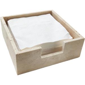 Jusmioke Travertine Marble Napkin Holder 7.5 Inches for Table,Stone Flat Napkin Dispenser for Kitchen Restaurant Dining Room Countertop Decor