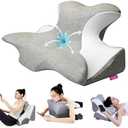 ReadingPillowforBed,Cervical Neck Pillow for Pain Relief，Contour Orthopedic Bed Pillow,Ergonomic Pillow Side Sleeper Pillow,Lying,LeaningandProne,Cooling Pillow,Relieveneck/ShoulderPain-Grey
