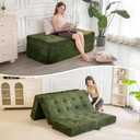 MAXYOYO Floor Sofa Couch, 6 Inch Tri-Fold Floor Sofa Bed, Folding Mattress with Handles, Soft Faux Fur Folding Bed with Supportive Foam Filling, Portable Couch for Living Room, Full, Dark Green