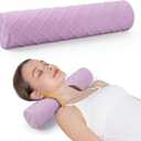 Cozyhealth Cervical Roll Pillow, Medium Soft Memory Foam Neck Round Pillow Cylinder Bolster Pillow for Sleeping, Round Neck Support for Bed, Legs, Back and Yoga (Purple, Medium - 3.9" H)
