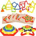 Toddler Puzzles Montessori Toy Wooden Shape Sorting Puzzle Sensory Toy Toddler Activities Preschool Learning Educational Autistic Developmental 1 2 3 Year Old Girl Boy 1-3 Dementia Game Easter Gift