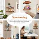 Demigo Floating Round Corner Shelves for Wall 2pcs - Acacia Wood Wall-Mounted Storage Shelves for Home Decor, Space Saving Displays for Living Room, Kitchen, Office, and Bedroom (Natural Brown)