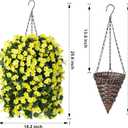 Artificial Faux Hanging Flowers Plants Baskets for Outdoor Outside, Fake Silk Yellow Orchid Trailing Vines in Planter Realistic UV Resistant for Balcony Porch Decor