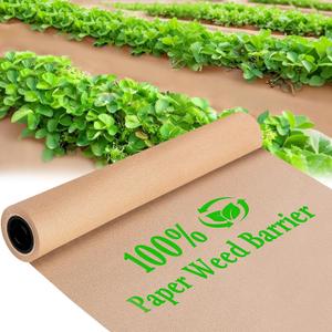 DECOHS 4 x 50 Ft Biodegradable Paper Weed Barrier- Heavy Duty Biodegradable Garden Bed Grass- Garden Paper Weed Control Barrier Weed Grass Blocker for Outdoor Garden Lawn