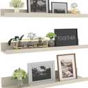 Giftgarden 24 Inch Floating Shelves for Wall, Creamy White Beige Wood-Grain Wooden Shelf Ledge for Bathroom Kitchen Living Room Nursery Bedroom Picture, Set of 3 Different Sizes