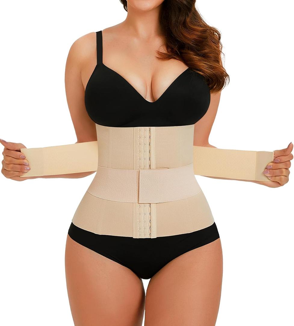 Waist Trainer for Women Tummy Control Corset Trimmer Body Shaper Belt Shapewear (Beige, M)