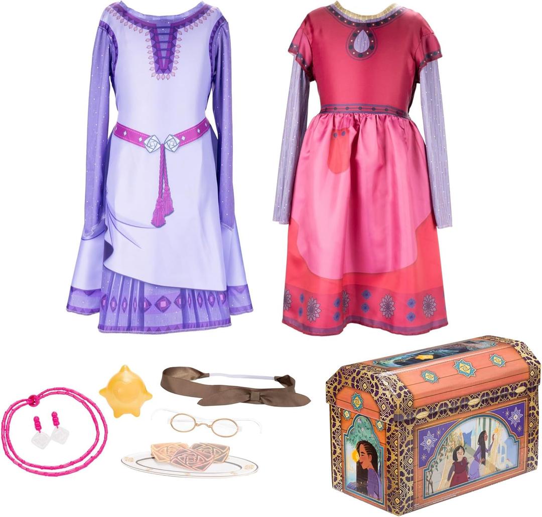 Disney's Wish Asha & Dahlia Dress Up Trunk, Best Friends Role Play Set, Fits Sizes 4-6X