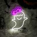 Cute Wink Spooky Neon Sign Halloween Decoration Gothic Ghost Neon Light Gothic Spooky LED Neon Sign for Gothic Party Decor Spooky Vibes 10"×11.3" set of 3