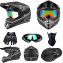 Youth Kids Dirt Bike Helmet Motocross ATV Dirtbike BMX MX Go-Kart 4-Wheeler Quad Offroad Motorcycle Helmet Goggles Gloves Mask DOT Certified, M