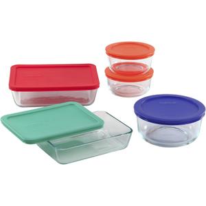 Pyrex Simply Store 18-Pc Glass Food Storage Containers Set, Round & Rectangle Glass Storage Containers with Lid, BPA-Free Lids, Non-Pourous Glass, Dishwasher, Microwave, Fridge and Freezer Safe