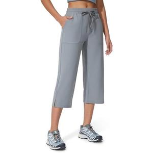 Women's Capri Pants Wide Leg Quick Dry Hiking Capris Water Resistant UPF50 Lightweight Loose Travel (Grey, XL)