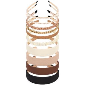 LYroo Fashion Wide Headbands Cute Thin Metal Head Bands No Slip Pearl Headband Multi-style Hair Accessories for Women Girls, 10 Pack