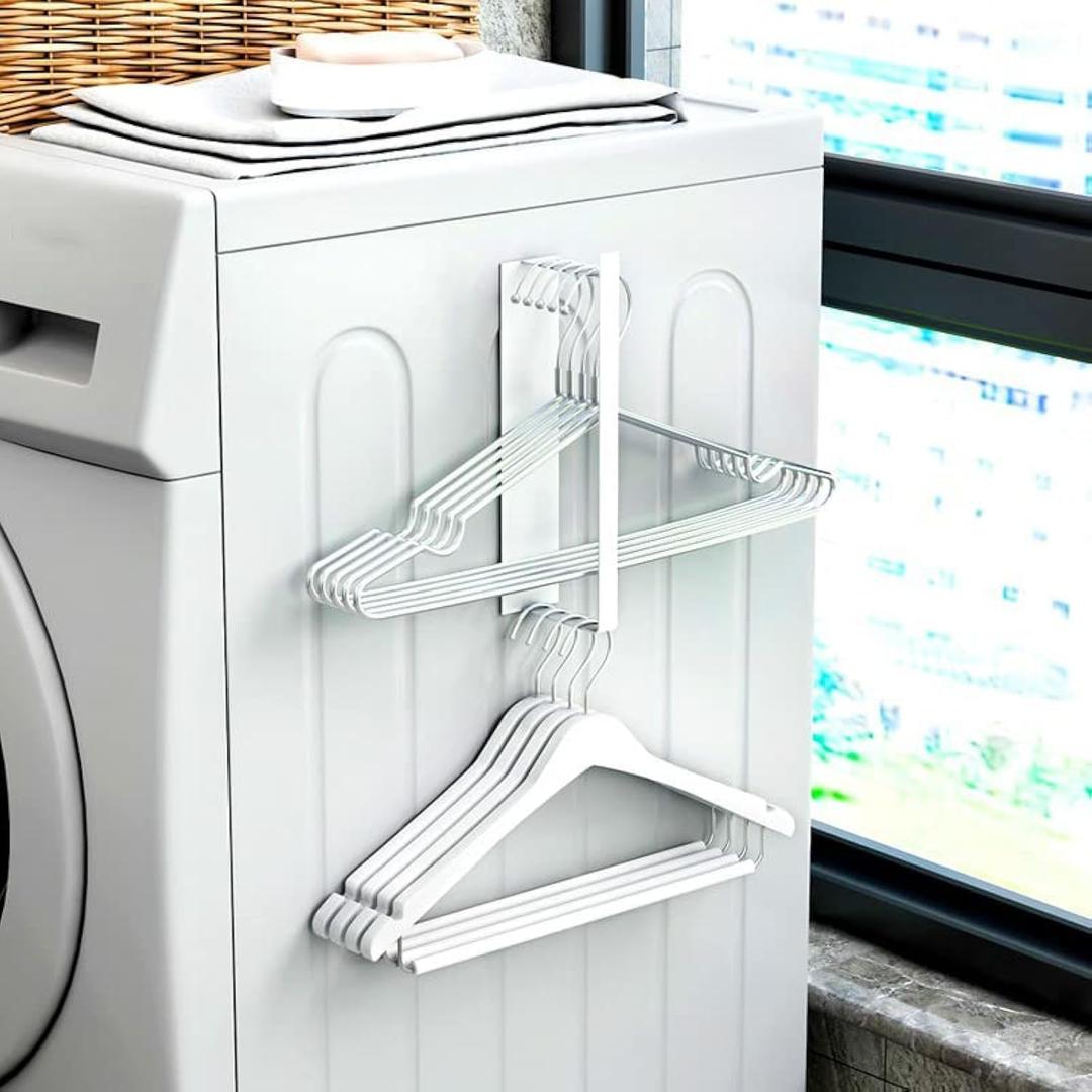 Magnetic Hanger Organizer for Washing Machine & Closet Laundry Room,Hanger Storage Rack Stacker (White)