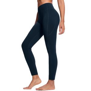SEVEGO Tall Women's 30"/32"/34"/36" Yoga Leggings High Waist Workout Activewear Pants with Pockets (X-Large, Navy Blue)