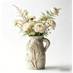 Small Ceramic Vase for Flowers - Handmade Decorative Pitchers Vase,Modern Boho Ins Style Decorative Vase for Fresh or Dried Flowers,Unique Cute Decor Small Vase for Home Decor (Creative Humanoid Vase)