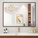 Bathroom Mirror, 24X36 Inch Matte Black Framed Mirror, Rectangular Wall Mirror, Vanity Mirror Wall Mounted, Anti-Rust, Tempered Glass, Hangs Horizontally or Vertically