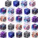 Sumind 24 Pieces Infinity Cube Fidget Toy Mini Blocks Cube Bulk Gadget Sensory Toy Hand Held Blocks Finger Gadget Gift for Adults Anxiety Stress Relief Game(Starry Style)