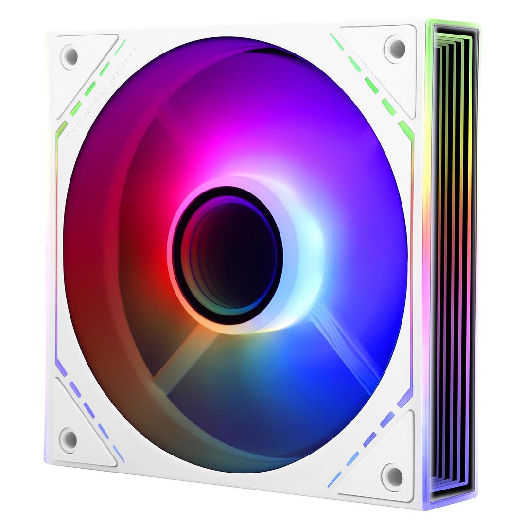 Thermalright TL-M12W-S CPU Fan 120mm Case Cooler Fan ARGB,4pin PWM Connector Silent Computer Fan with Both Sides S-FDB Bearing,Desktop Cooling Fan has Side ARGB Mirror Light Effect(TL-M12W-S) (WHITE)