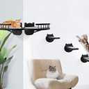 Wall-Mounted Cat Furniture - 2PCS Shelves and Perches With 3 Steps and Scratching Pad, Climbing Condo Fit for Cats Up to 15Lbs, Wood Hammock Mount (Black)