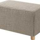High Stretch Oversized Ottoman Cover, Ottoman Cover Rectangular for Folding Storage Stool, Thick Ottoman Slipcovers Washable Removable, with Elastic Bottom (X-Large, Khaki)