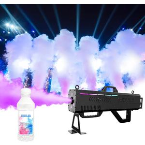 1500W Smoke Gun for Party, Handheld Fog Machine Cannon with LED Lights, Perfect for Spooky Halloween, Stage Shows and Club Night with a Bottle of Fog Machine Liquid
