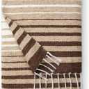 Black and Tan Mexican Blanket by Laguna Beach Textile Co - Beach, Yoga, Camping, or Decorative Throw Blanket - Traditional Handmade Serape - Mocha Tulum