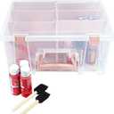 ArtBin 6990RK Super Satchel Double Deep, Portable Art & Craft Organizer with Handle, [1] Plastic Storage Case, Clear with Rose Gold Accents