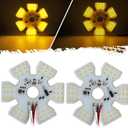 Partsam 2Pcs Ultra-Thin Hex Style Dual Function Interior 54 diode LED Air Breather Light 4.8" Decorative Air Cleaner Lamp for Peterbilt Kenworth Freightliner Trucks, Trailers, RVs IP67 12-30V (Yellow)