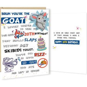 20th Birthday Card Gifts for Him Her Son Daughter, 20 Year Old Birthday Decorations for Male Female, Teenagers with Gen Z Slang Meme-Inspired Design