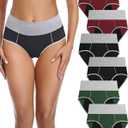 Leakproof Incontinence Underwear for Women, Washable Reusable Cotton Briefs with Heavy Absorbency 50200ml, Bladder Control Panties for Postpartum, Menopause, 6pcs, Small