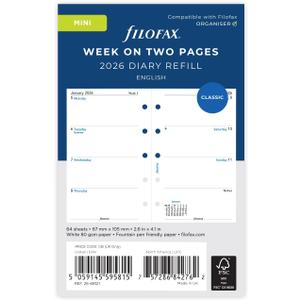 Filofax Mini week on two pages English 2026 diary 26-68121