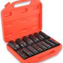 1/2" Drive Deep Impact Socket Set, 14 Piece 6 Point Metric Sizes 11-32mm(11 12 13 14 15 17 18 19 21 22 24 27 30 32mm),Cr-V Steel,Deep Socket Set 1/2 Drive