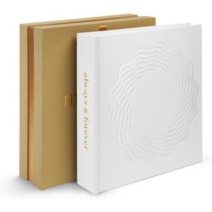 Premium Scrapbook Album for Wedding Guest Book and Family Photos | 100 Pages for Multiple Sizes, 4x6, 5x7, 6x8, 8x10 | White Linen Acid Free Picture Album with Adhesive Corners | Coffee Table Book